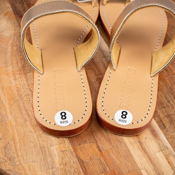 Johnny Was Gold Leather Slide Sandals (Size 8) - Picture 4 of 5